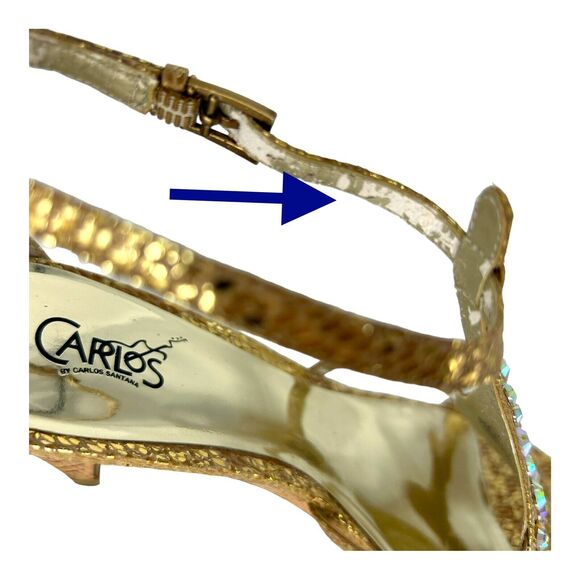 CARLOS SANTANA Starlet Gladiator Gold Glitter Crystal Sandals Shoes Size‎ 8 - Picture 8 of 10